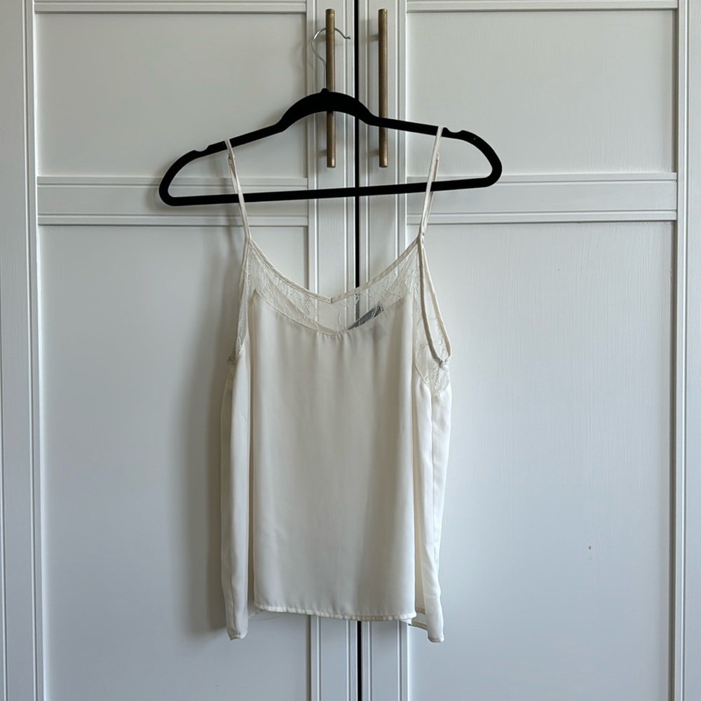 Creamy summer blouse with spaghetti straps